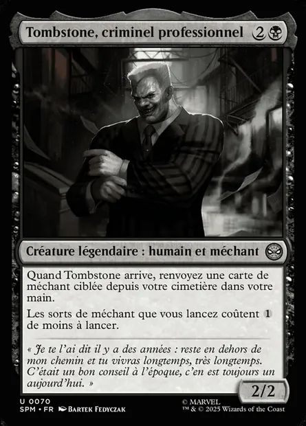 Tombstone, criminel professionnel, carte Magic SPM 70 — extension Marvel's Spider-Man