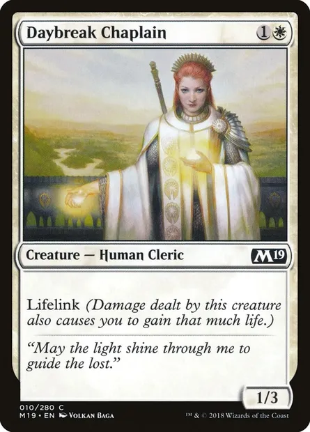 Daybreak Chaplain, Magic card M19 10 — Core Set 2019 set