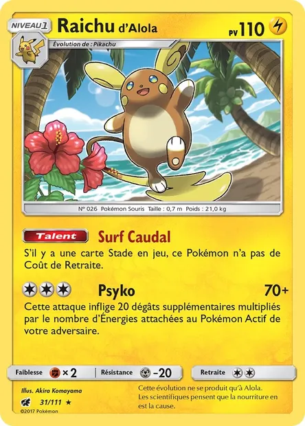 Raichu d’Alola, carte Pokémon CIN 31 — extension Invasion Carmin