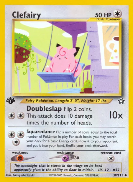 Clefairy, Pokémon card NG 30 — Neo Genesis set
