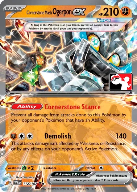 Cornerstone Mask Ogerpon ex, Pokémon card PPS 112-2 — Play! Pokémon Prize Pack Series set