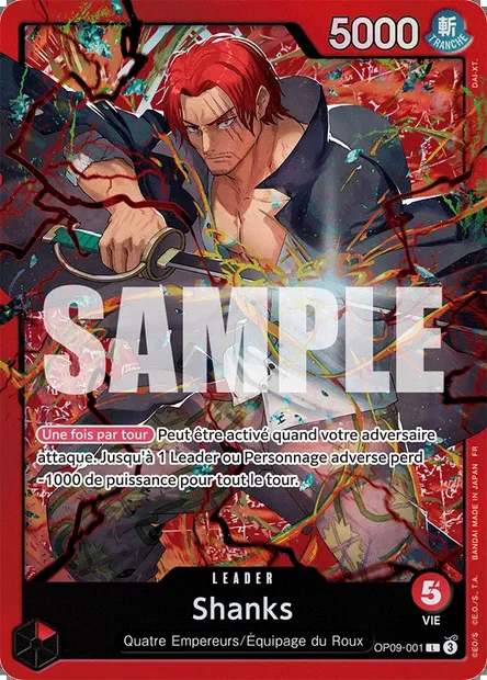 Shanks, carte One Piece OP09-001 — extension LES NOUVEAUX EMPEREURS