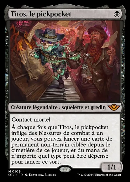 Titos, le pickpocket, carte Magic OTJ 109 — extension Outlaws of Thunder Junction