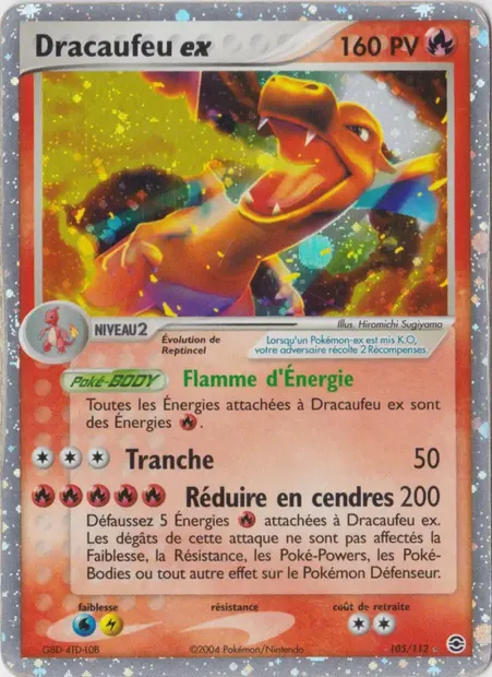 Dracaufeu ex, carte Pokémon RG 105 — extension EX Rouge Feu & Vert Feuille