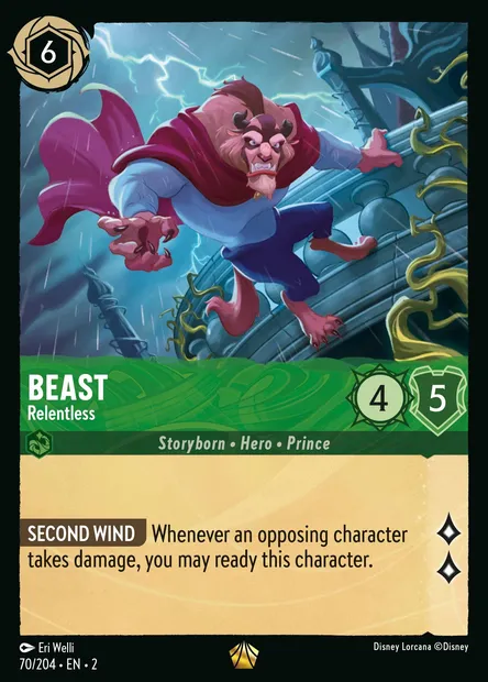 Beast - Relentless, Disney Lorcana card CH2-070 — Rise of the Floodborn set