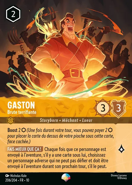 Gaston - Brute terrifiante, carte Disney Lorcana CH10-206 — extension Lueurs dans les Profondeurs
