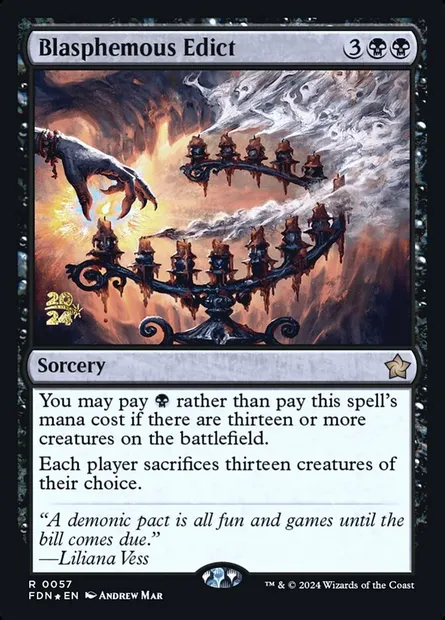 Blasphemous Edict, Magic card PFDN 57s — Foundations Promos set