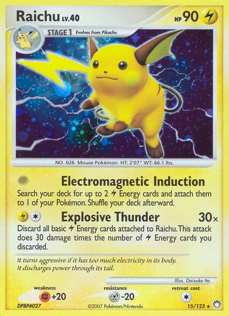 Raichu, carte Pokémon MT 15 — extension Trésors Mystérieux