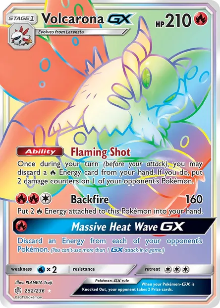 Volcarona GX, Pokémon card CEC 252 — Cosmic Eclipse set