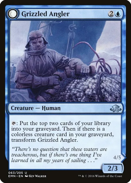 Grizzled Angler // Grisly Anglerfish, Magic card EMN 63 — Eldritch Moon set