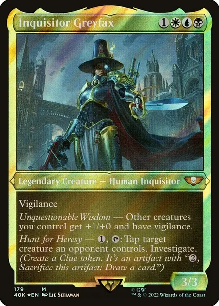 Inquisitor Greyfax, Magic card 40K 179 — Warhammer 40,000 Commander set