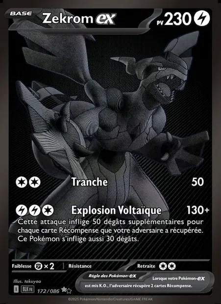 Zekrom-ex, carte Pokémon BLK 172 — extension Foudre Noire