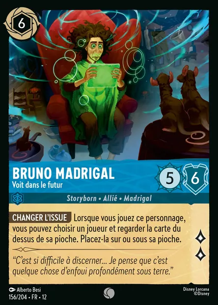 Bruno Madrigal - Voit dans le futur, carte Disney Lorcana CH12-156 — extension Contrées Inconnues