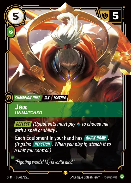 Jax, carte Riftbound SFD 054a — extension Spiritforged
