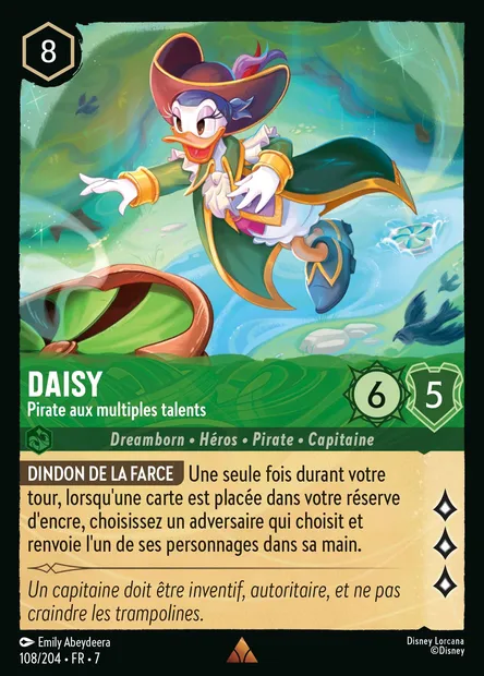 Daisy - Pirate aux multiples talents, carte Disney Lorcana CH7-108 — extension L'île d'Archazia