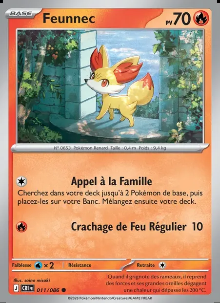 Feunnec, carte Pokémon CRI 011 — extension Chaos Ascendant