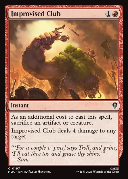 Improvised Club, Magic card HOC 197 — The Hobbit Eternal set