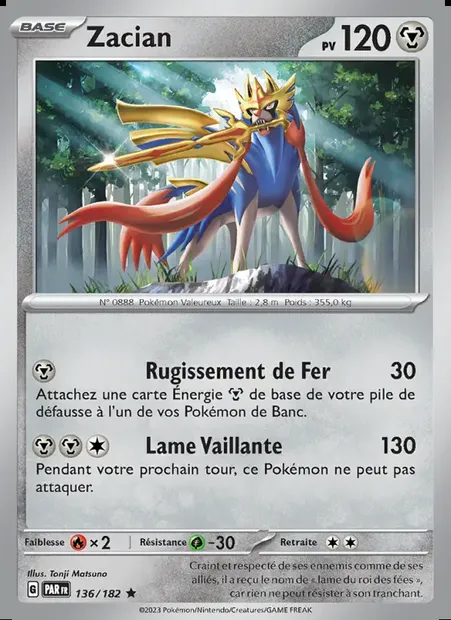 Zacian, carte Pokémon PAR 136 — extension Faille Paradoxe