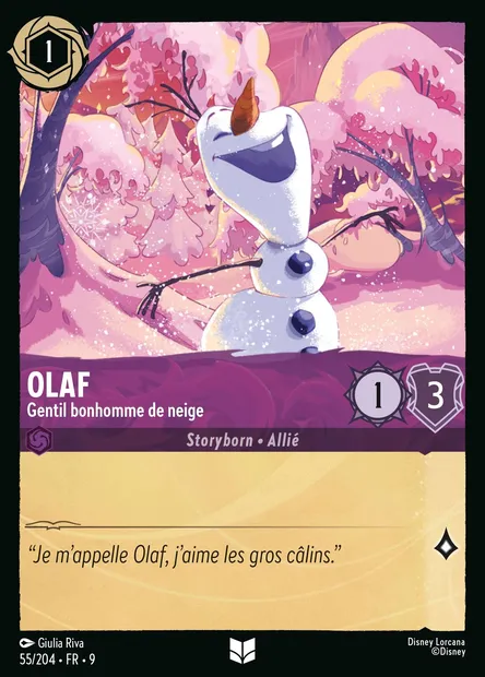 Olaf - Gentil bonhomme de neige, carte Disney Lorcana CH9-055 — extension Fabuleux