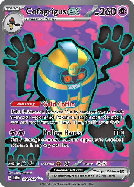 Cofagrigus ex, Pokémon card PAR 224 — Paradox Rift set