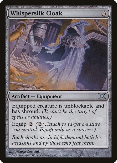 Whispersilk Cloak, Magic card 10E 345 — Tenth Edition set