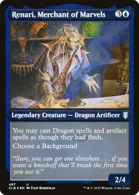 Renari, marchande de merveilles, carte Magic CLB 487 — extension Commander Légendes : la bataille de la Porte de Baldur