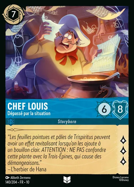 Chef Louis - Dépassé par la situation, carte Disney Lorcana CH10-140 — extension Lueurs dans les Profondeurs