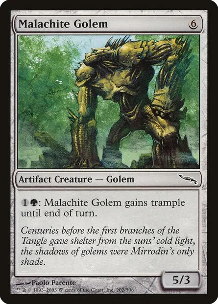 Golem de malachite, carte Magic MRD 202 — extension Mirrodin