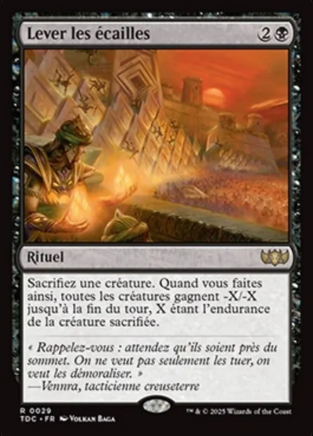 Lever les écailles, carte Magic TDC 29 — extension Tarkir: Dragonstorm Commander