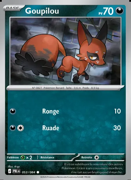 Goupilou, carte Pokémon PBL 053 — extension Nuit Noire
