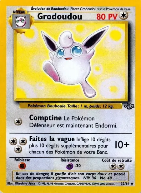 Grodoudou, carte Pokémon JU 32 — extension Jungle