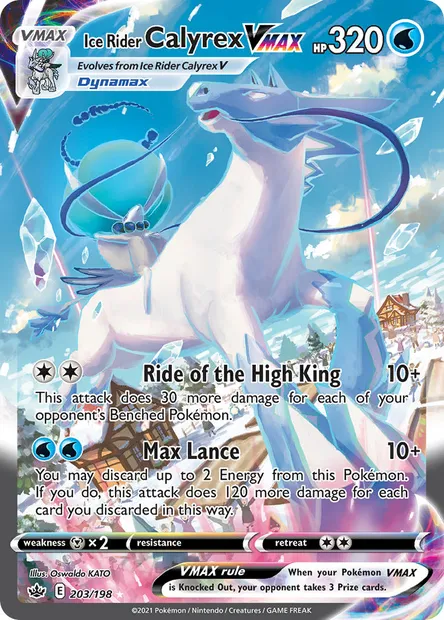 Ice Rider Calyrex VMAX, Pokémon card CRE 203 — Chilling Reign set