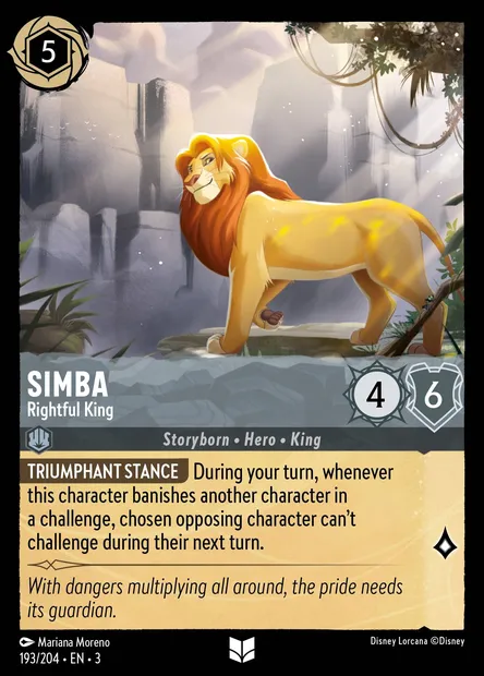 Simba - Rightful King, Disney Lorcana card CH3-193 — Into the Inklands set