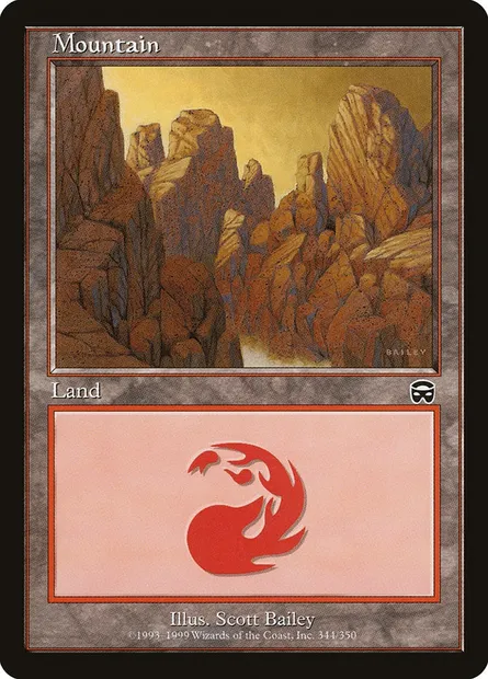 Mountain, Magic card MMQ 344 — Mercadian Masques set