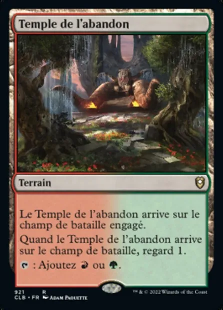 Temple de l'abandon, carte Magic CLB 921 — extension Commander Légendes : la bataille de la Porte de Baldur