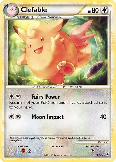 Clefable, Pokémon card CL 1 — Call of Legends set