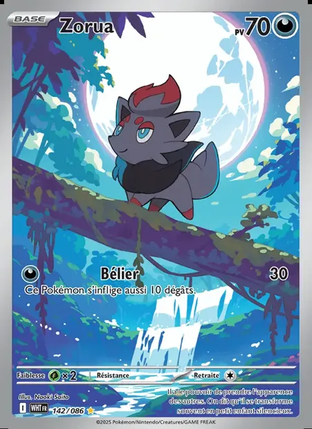 Zorua, carte Pokémon WHT 142 — extension Flamme Blanche