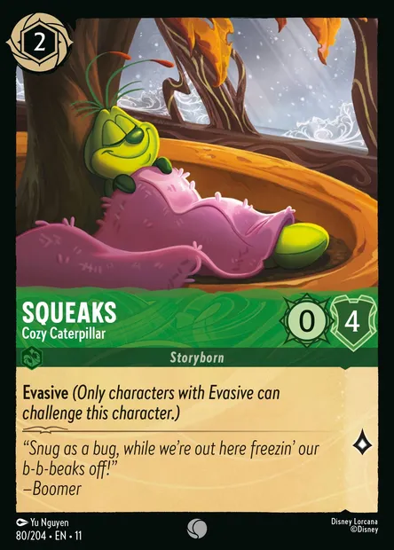 Squeaks - Cozy Caterpillar, Disney Lorcana card CH11-080 — Winterspell set