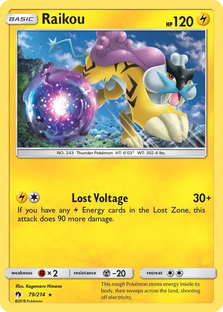 Raikou, Pokémon card LOT 79 — Lost Thunder set
