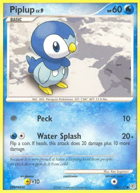 Piplup, Pokémon card DP 93 — Diamond & Pearl set