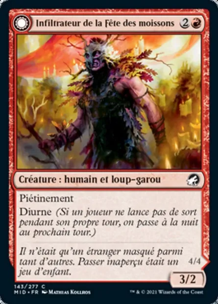 Infiltrateur de la Fête des moissons // Assaillant de la Fête des moissons, carte Magic MID 143 — extension Innistrad : chasse de minuit