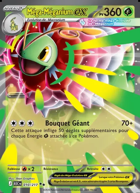 Méga-Méganium-ex, carte Pokémon ASC 010 — extension Héros Transcendants