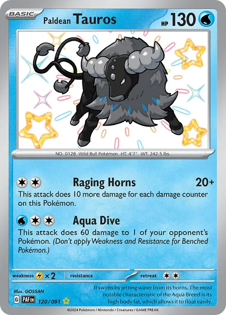 Paldean Tauros, Pokémon card PAF 120 — Paldean Fates set