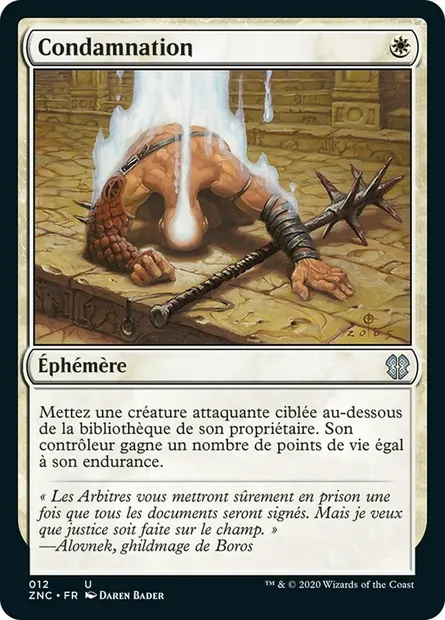 Condamnation, carte Magic ZNC 12 — extension Zendikar Rising Commander