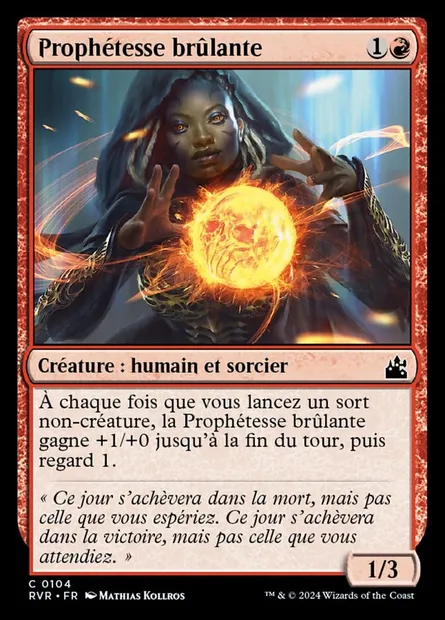 Prophétesse brûlante, carte Magic RVR 104 — extension Ravnica Remastered