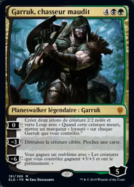 Garruk, chasseur maudit, carte Magic ELD 191 — extension Throne of Eldraine