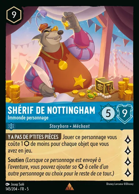 Shérif de Nottingham - Immonde personnage, carte Disney Lorcana CH5-145 — extension Ciel Scintillant