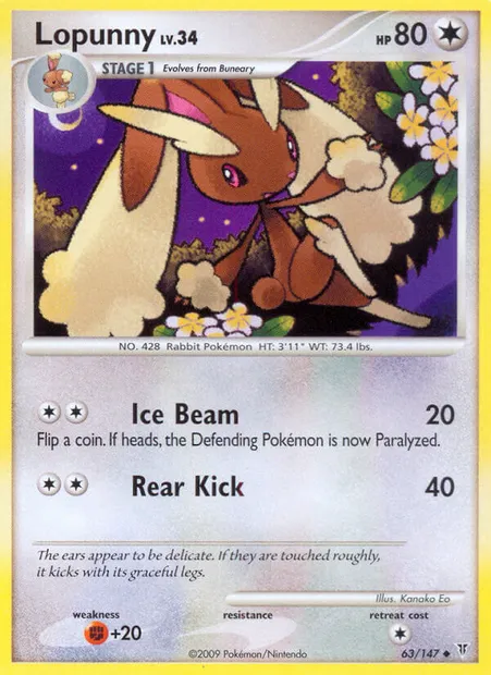 Lopunny, Pokémon card SV 63 — Supreme Victors set