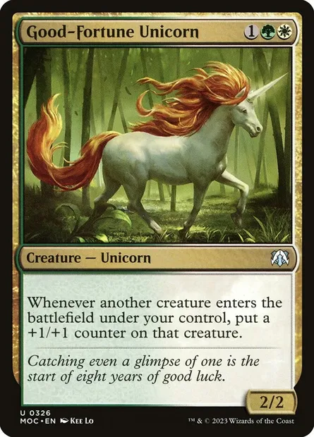 Good-Fortune Unicorn, Magic card MOC 326 — March of the Machine Commander set