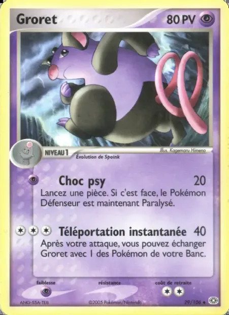 Groret, carte Pokémon EM 29 — extension EX Émeraude
